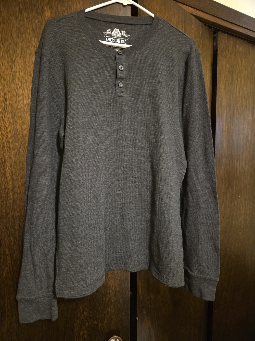 American Rag Men's Charcoal Long-Sleeve Henley Shirt